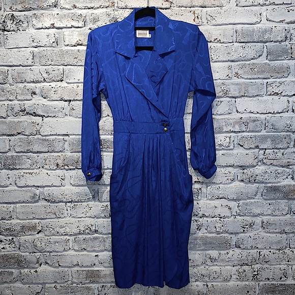 Leslie Fay Dresses & Skirts - Vintage Leslie Fay Royal Blue Dress w Pockets